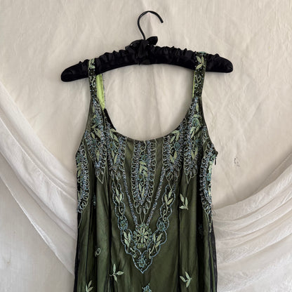 2000s Marina beaded green dress