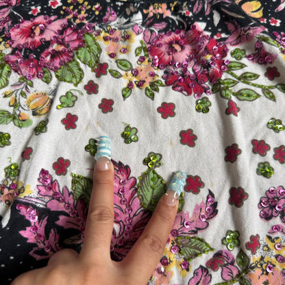 Flower boho sequin top