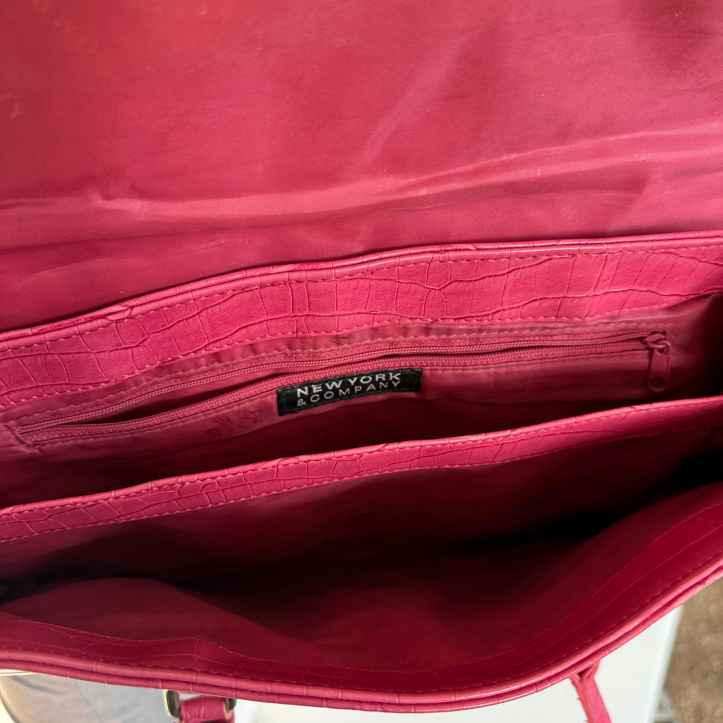 Pink croc shoulder bag