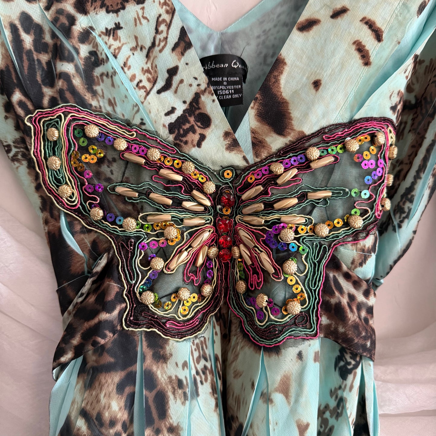 Caribbean Queen leopard butterfly dress