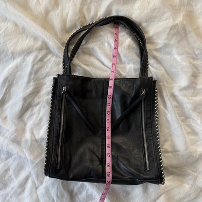 Studded zipper shoulder bag