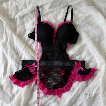 Pink lace lingerie maid top