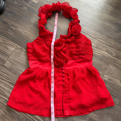 Red clubbing rose halter top