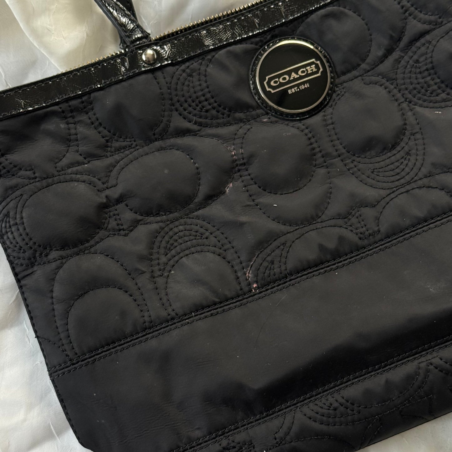 Coach quilted nylon shoulder bag