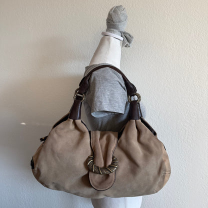 Suede hobo shoulder bag