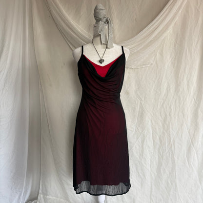 2000s black beaded mesh dress
