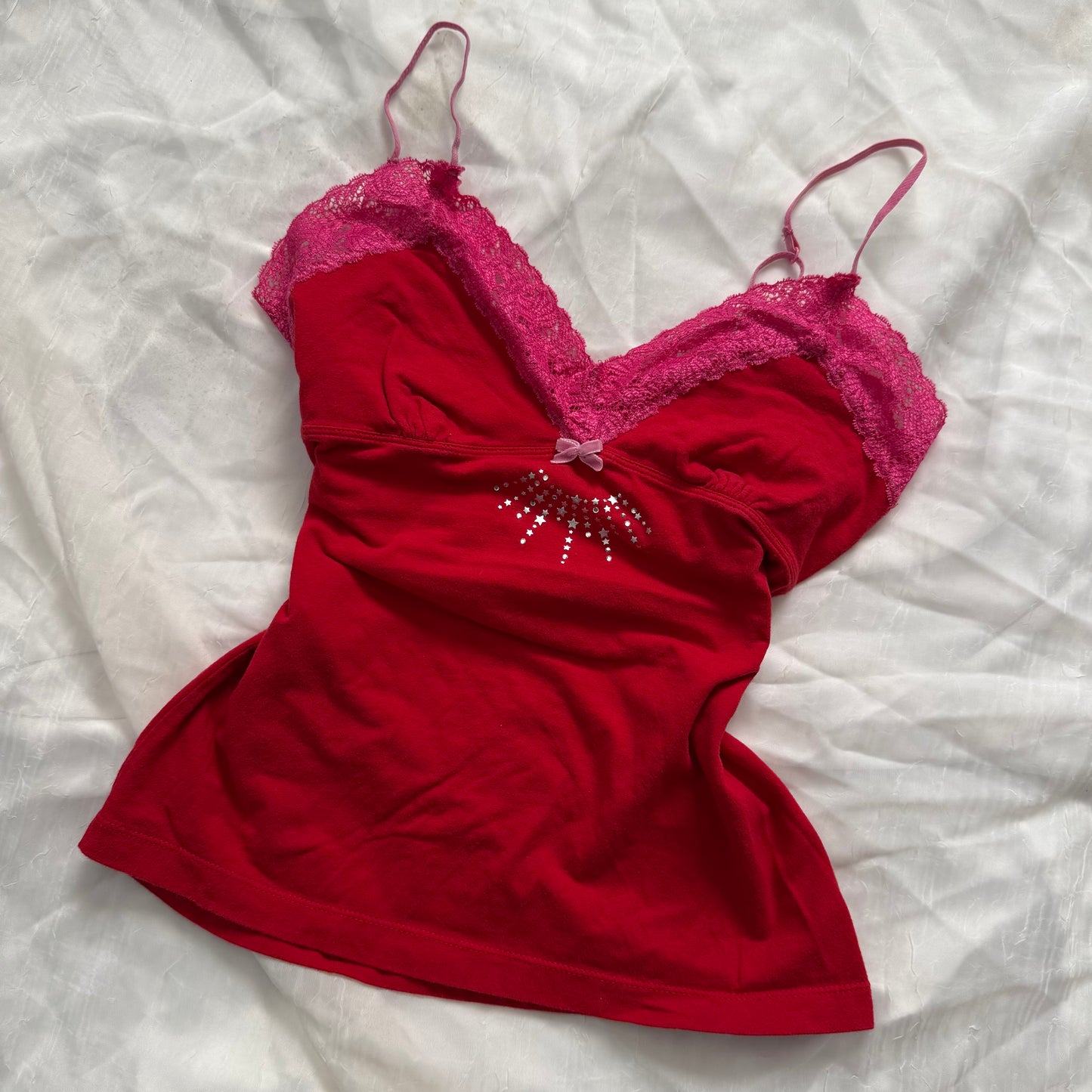 PINK lace fitted cami