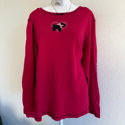 Red poodle longsleeve top