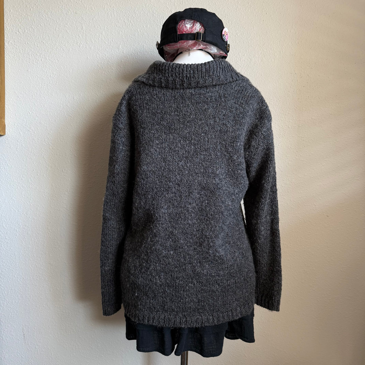 Grey oversized button sweater