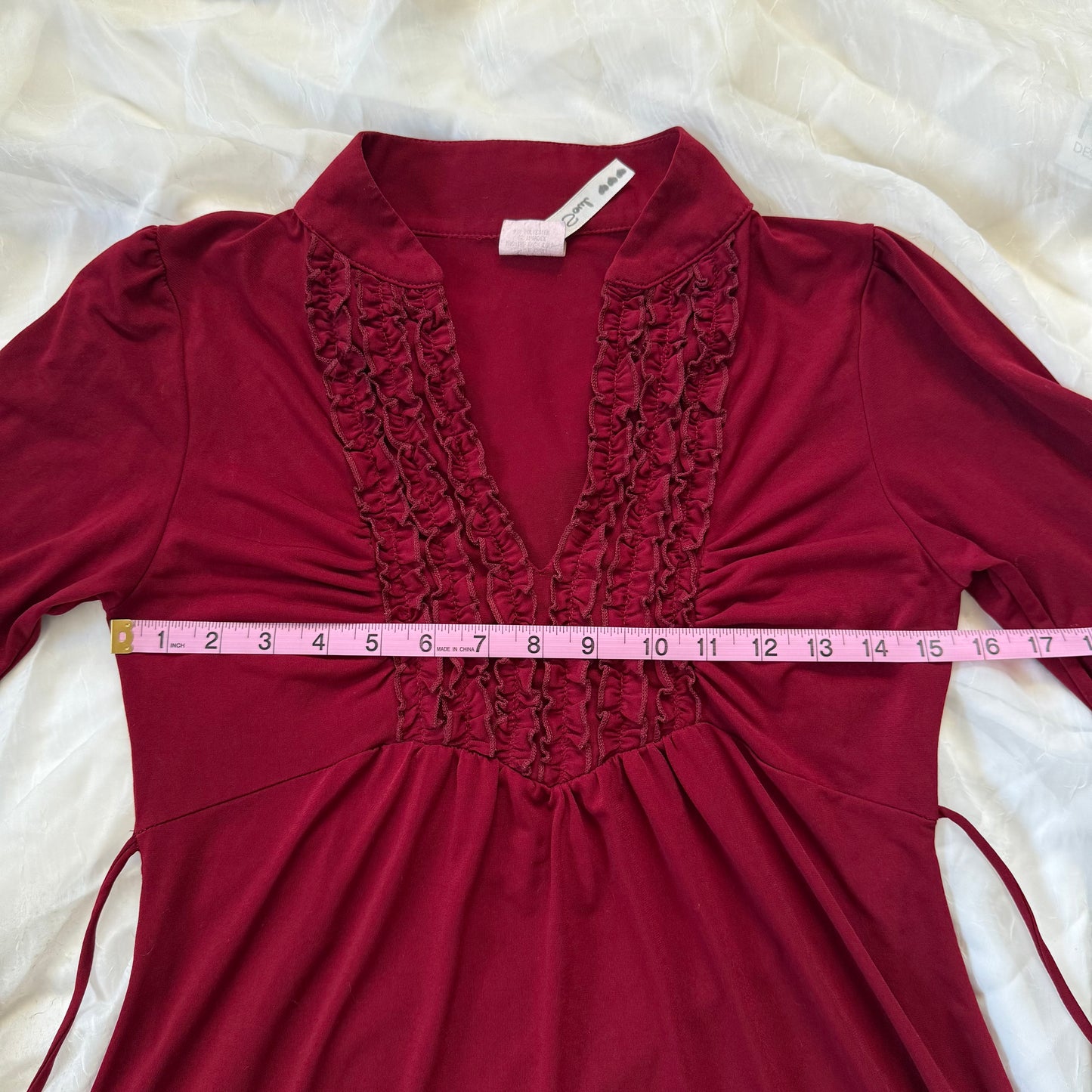Cherry red ruffle long sleeve