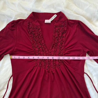 Cherry red ruffle long sleeve