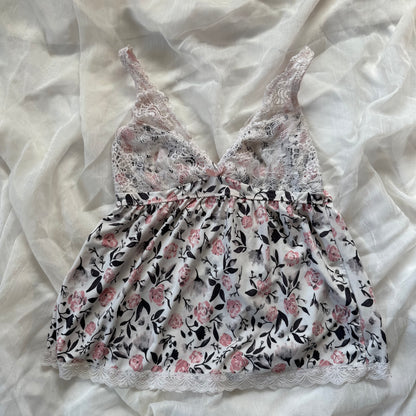 Baby pink rose lace cami