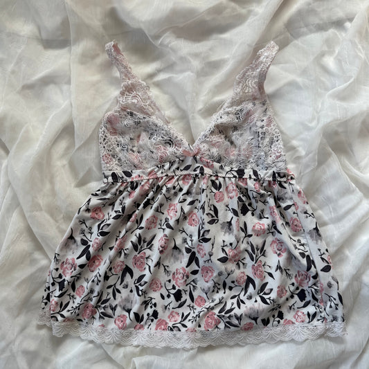 Baby pink rose lace cami