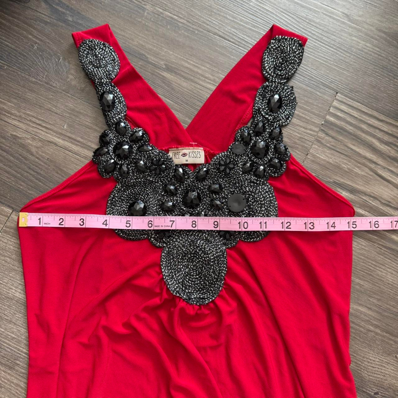 Red boho beaded top