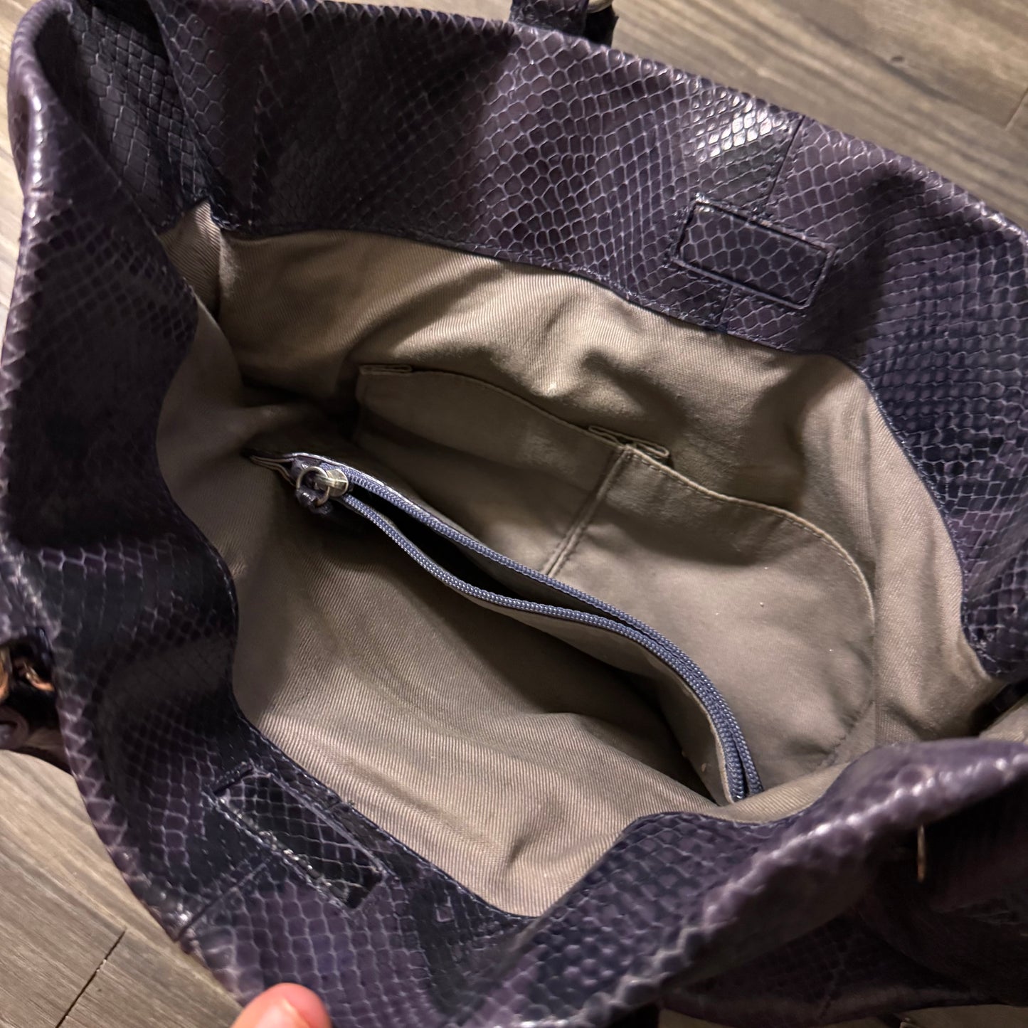 Faux Snakeskin purple shoulder bag