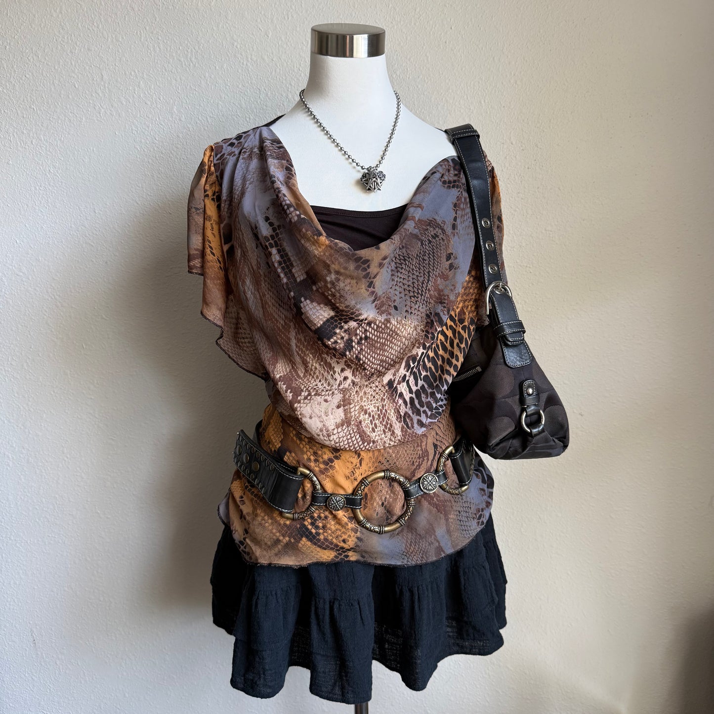 Animal print draped top