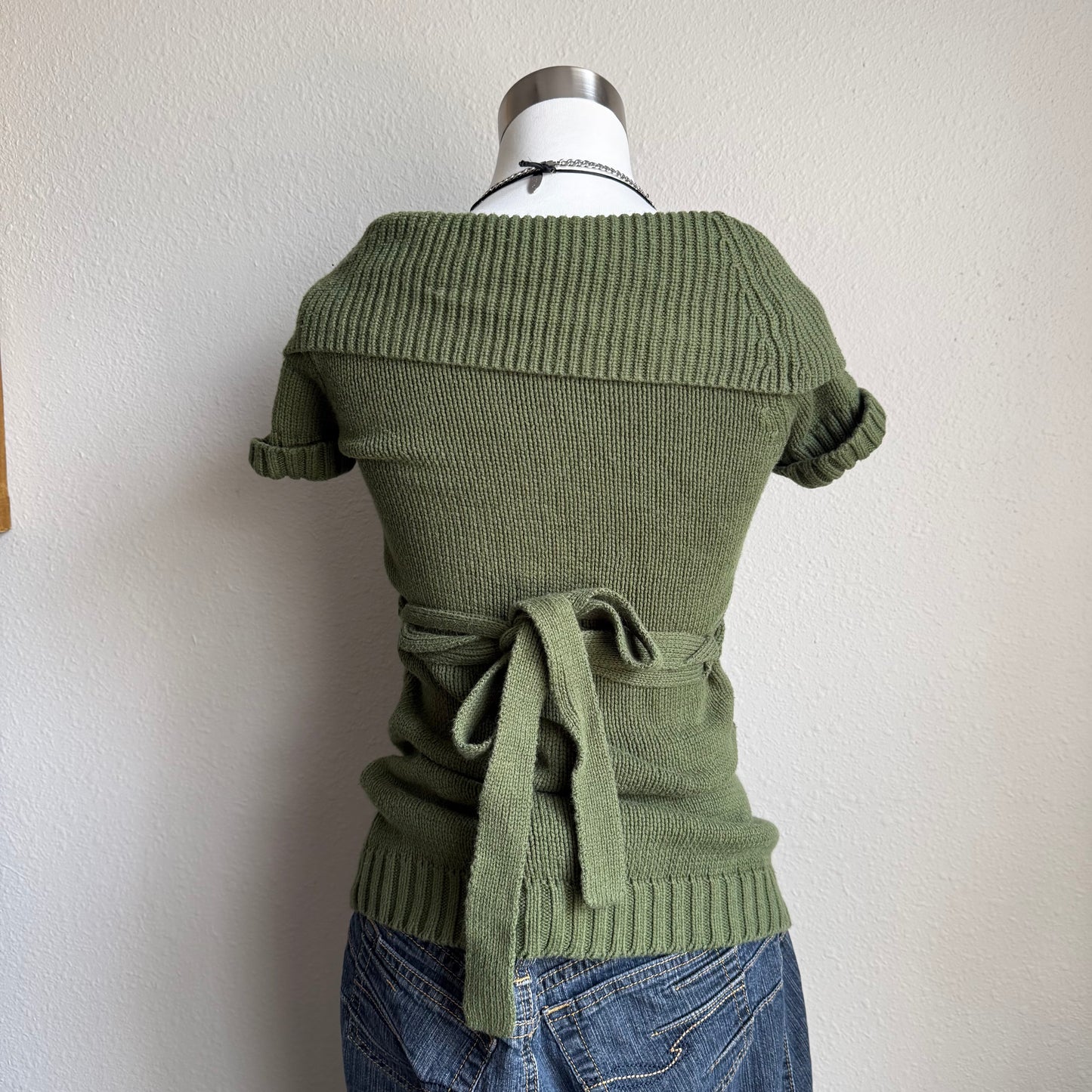 Y2K green cardigan top
