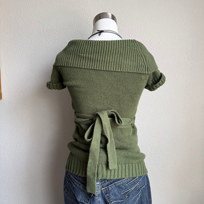 Y2K green cardigan top