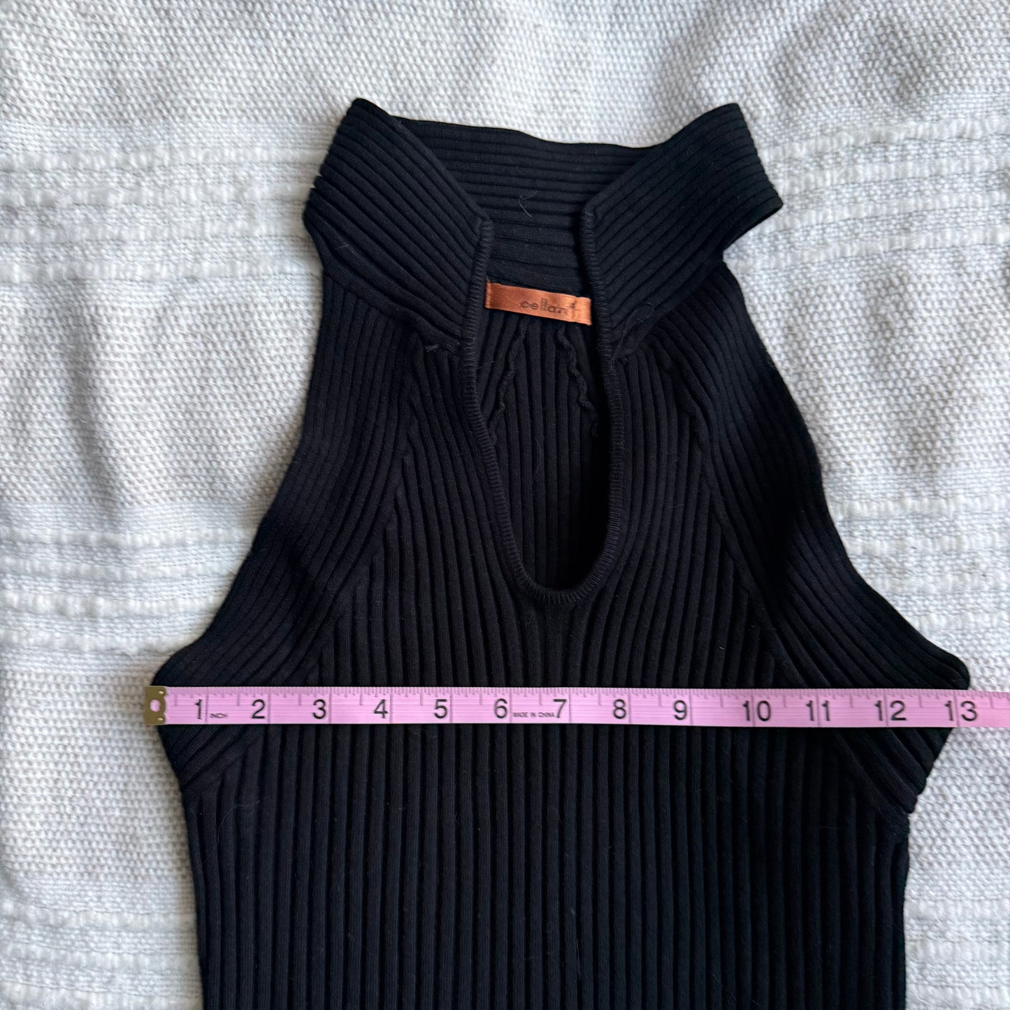 Black ribbed halter top