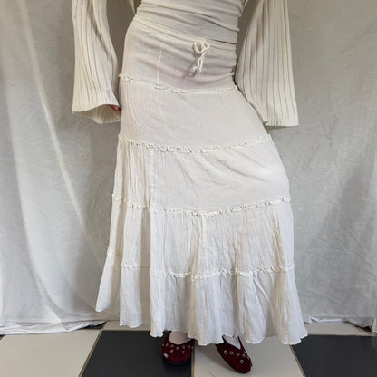 White flowy maxi skirt