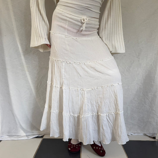 White flowy maxi skirt