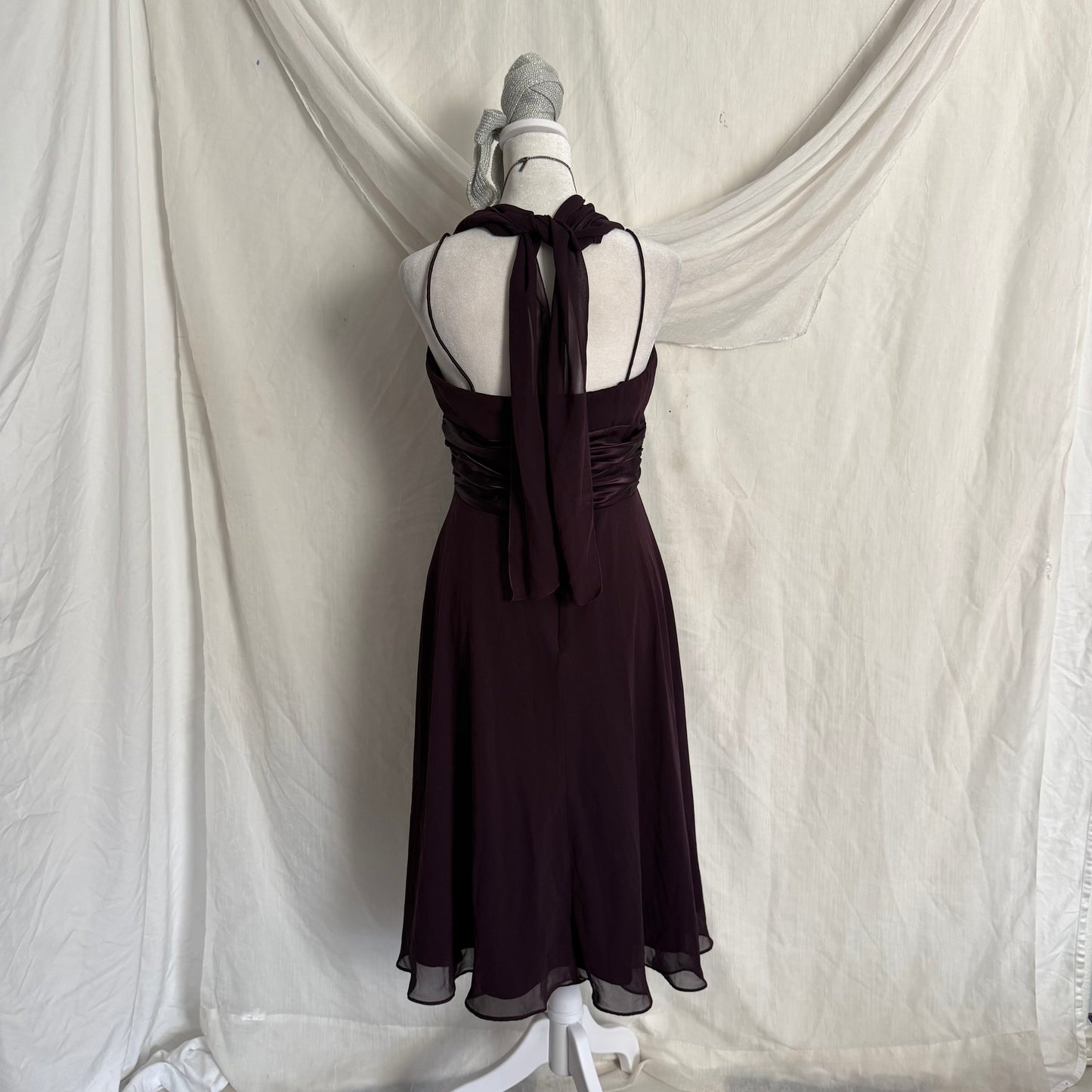 2000s plum draping fitted hoco dress