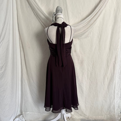 2000s plum draping fitted hoco dress