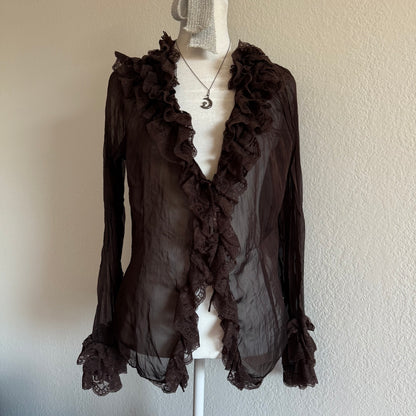 Fairy brown ruffle sleeved top