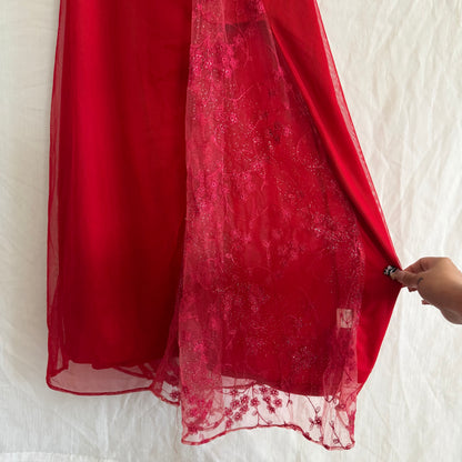 2000s Red Lacey Halter dress