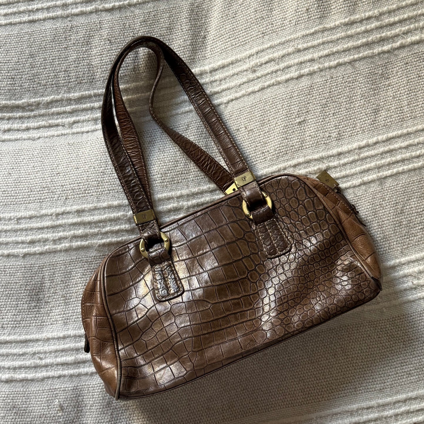 Brown everyday croc leather bag