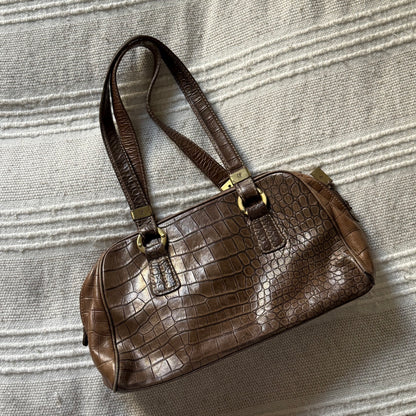 Brown everyday croc leather bag