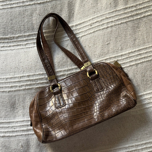 Brown everyday croc leather bag