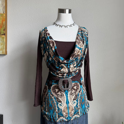 2000s Patterned sleeve top