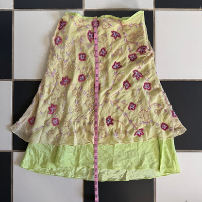 Pink beaded flower silk maxi