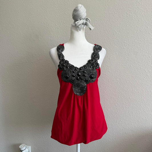 Red boho beaded top