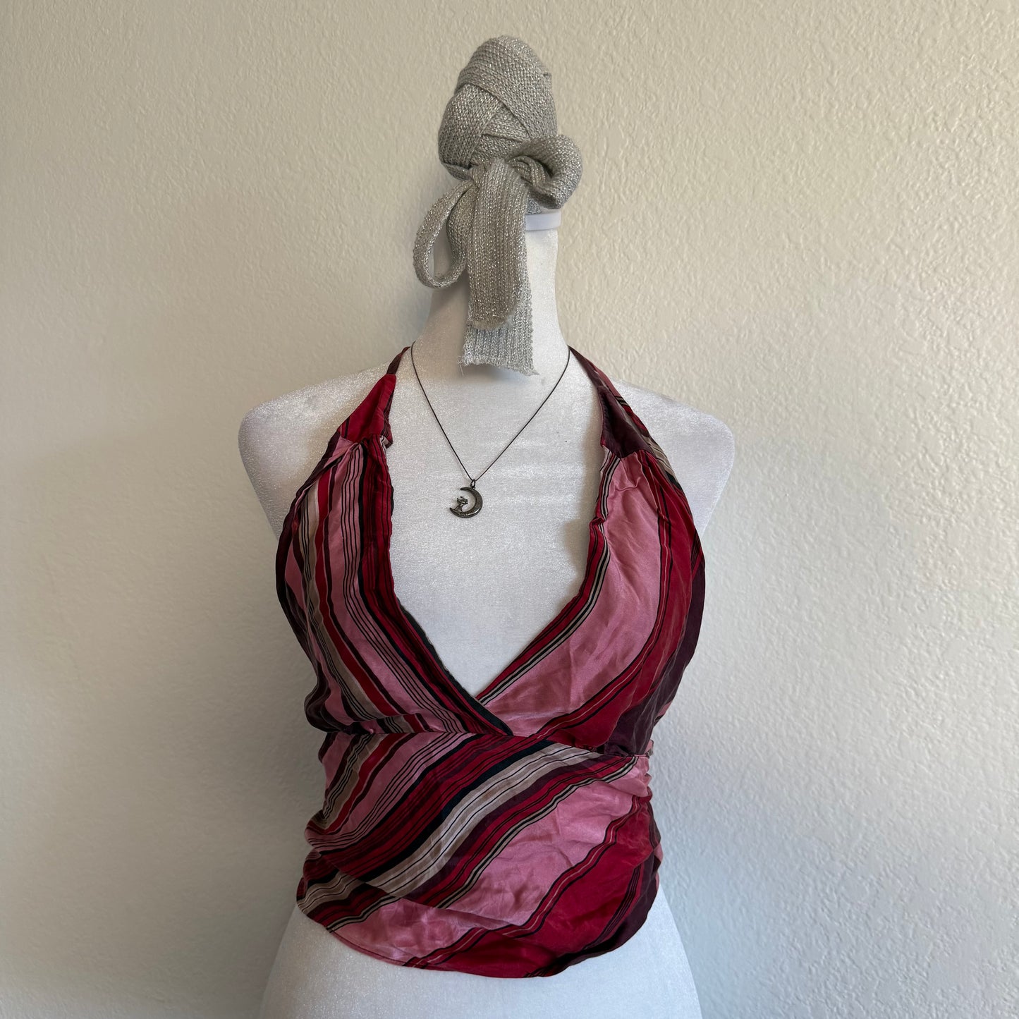 Club striped pink halter top
