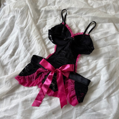 Pink lace lingerie maid top