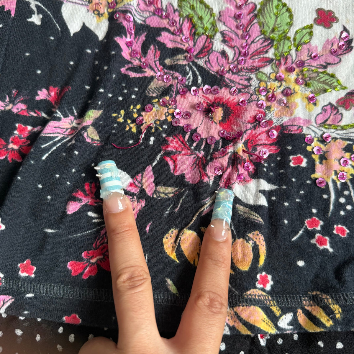 Flower boho sequin top