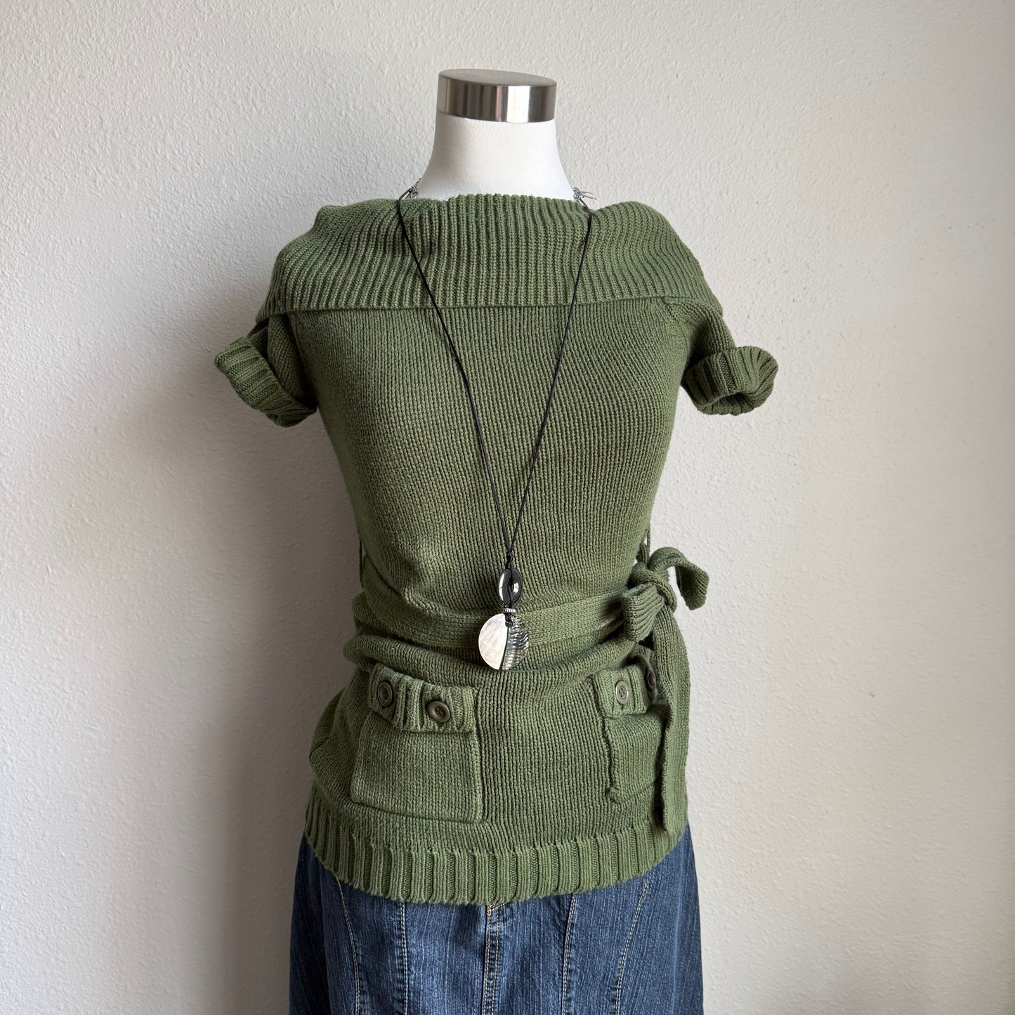 Y2K green cardigan top