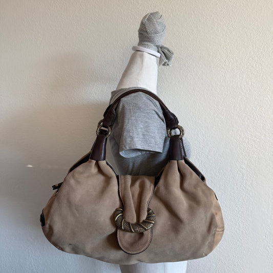 Suede hobo shoulder bag