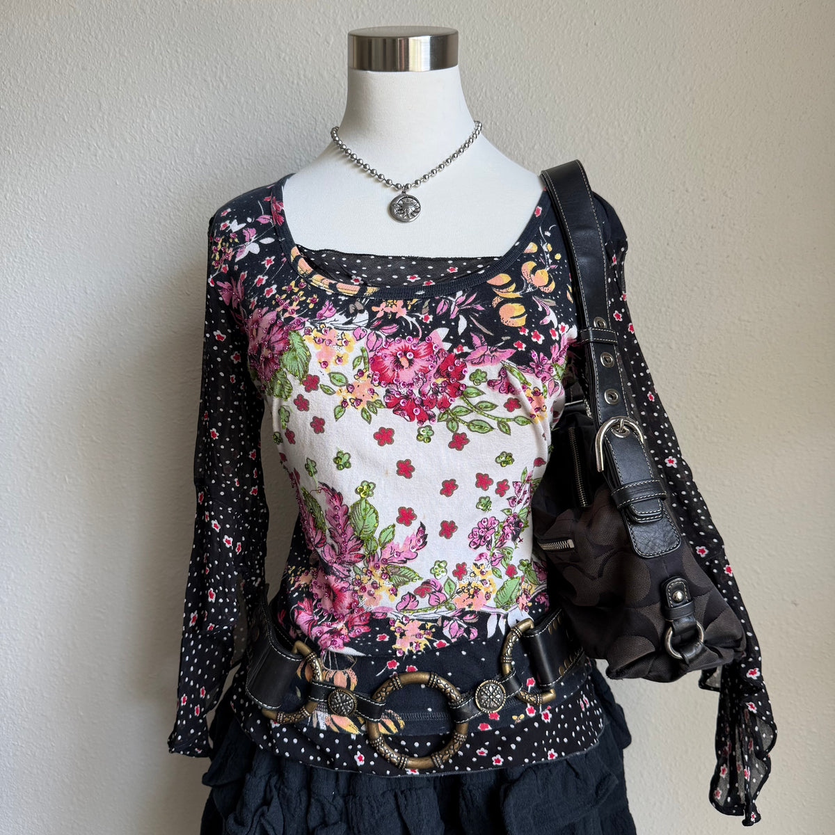 Flower boho sequin top