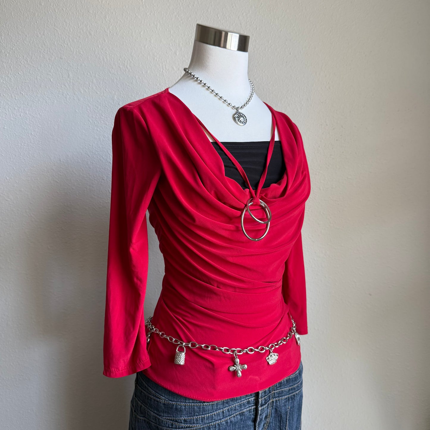 City red draped top