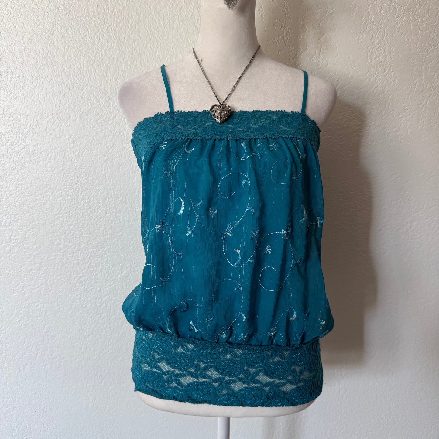 Turquoise bubble lace cami