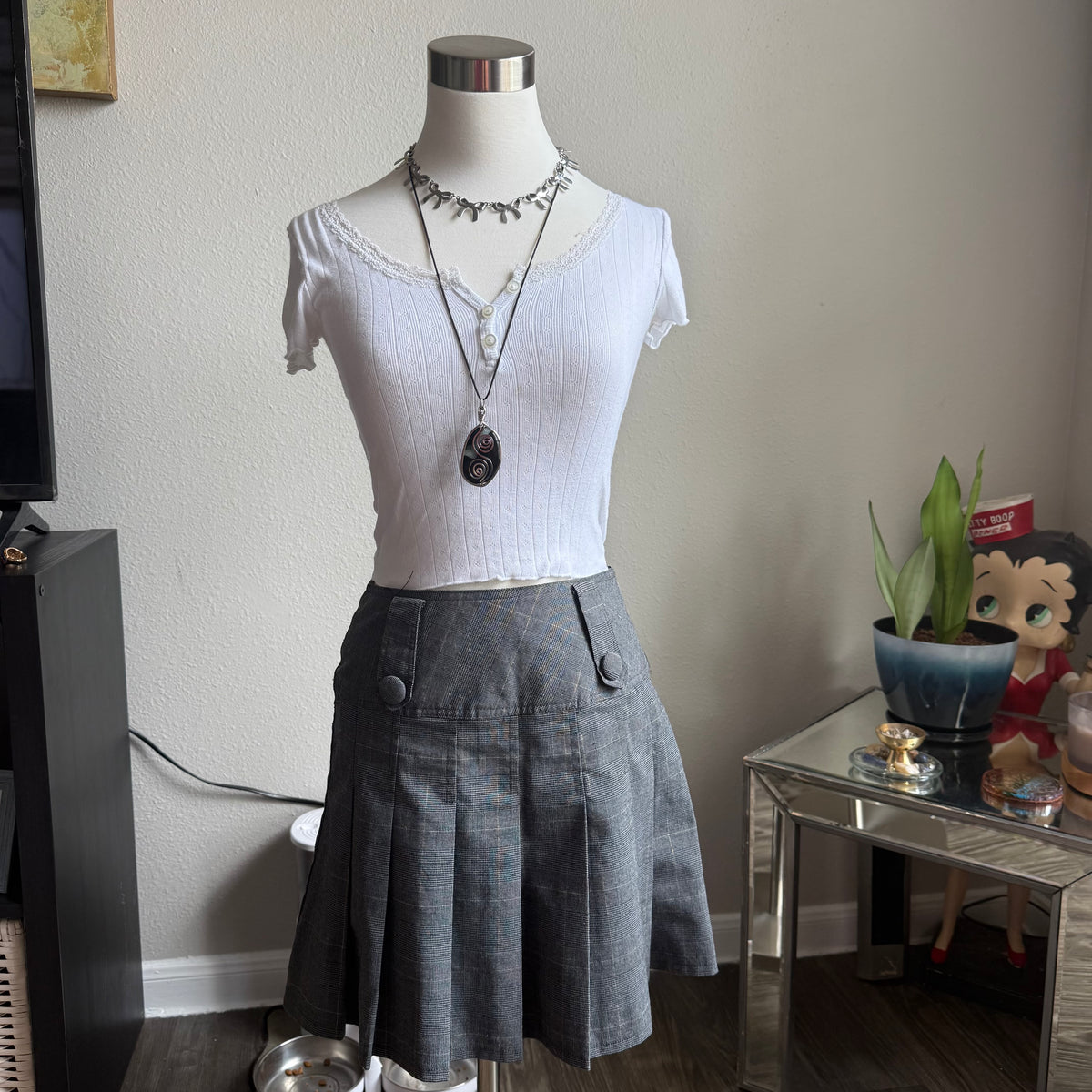 Office siren plaid skirt