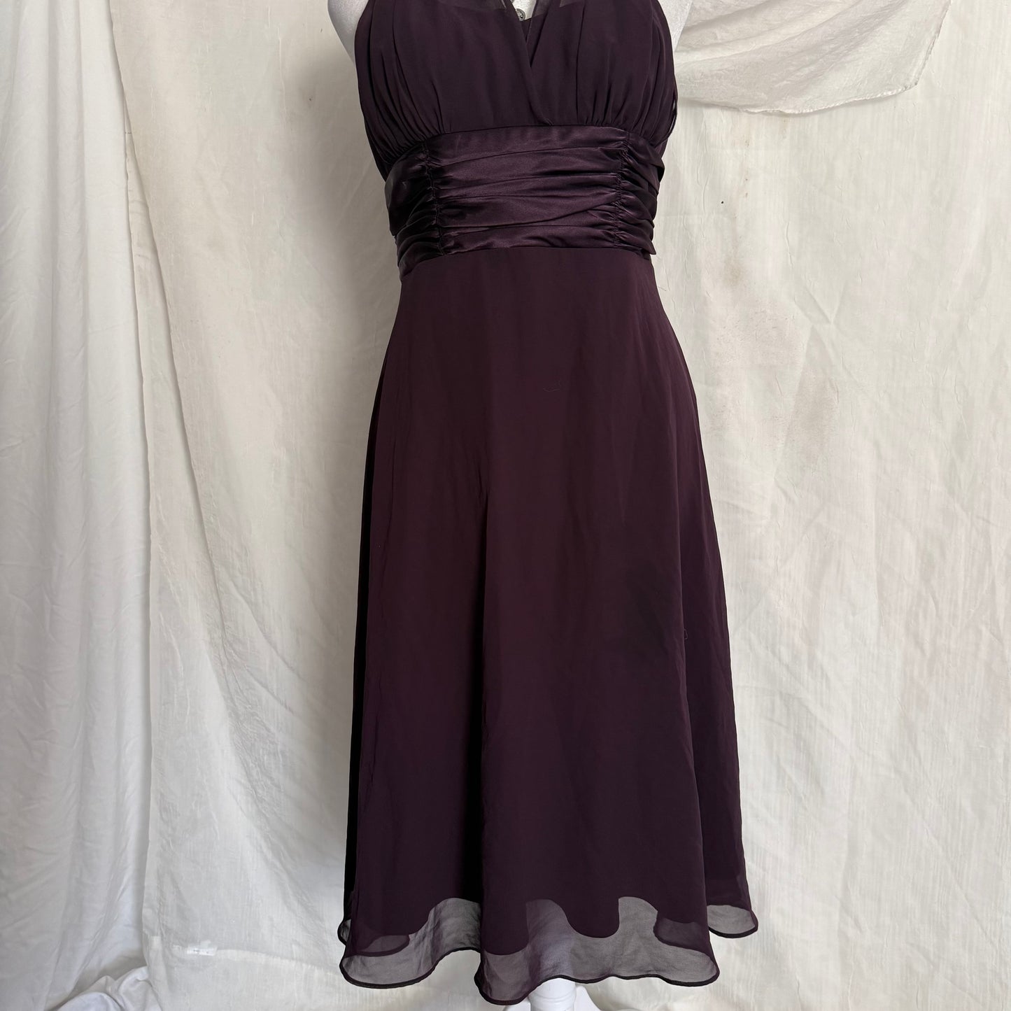 2000s plum draping fitted hoco dress
