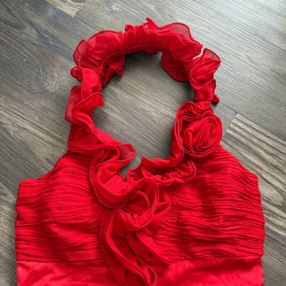 Red clubbing rose halter top