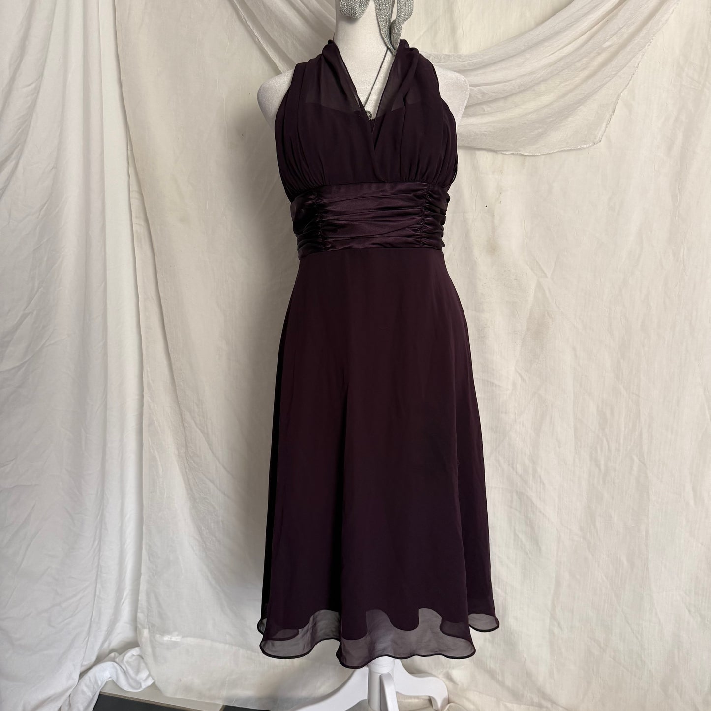 2000s plum draping fitted hoco dress