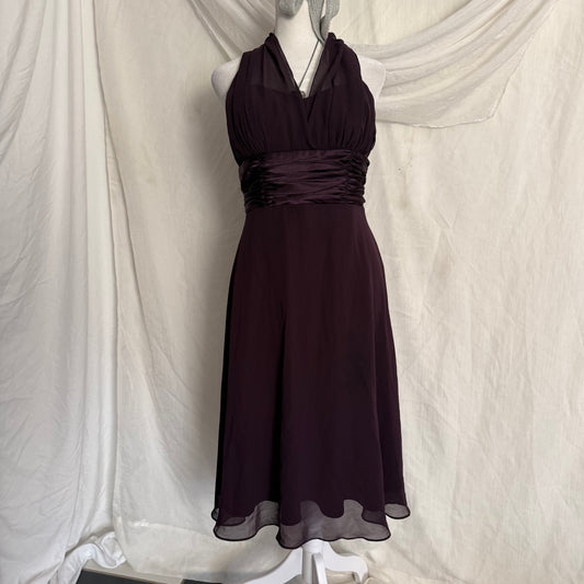 2000s plum draping fitted hoco dress