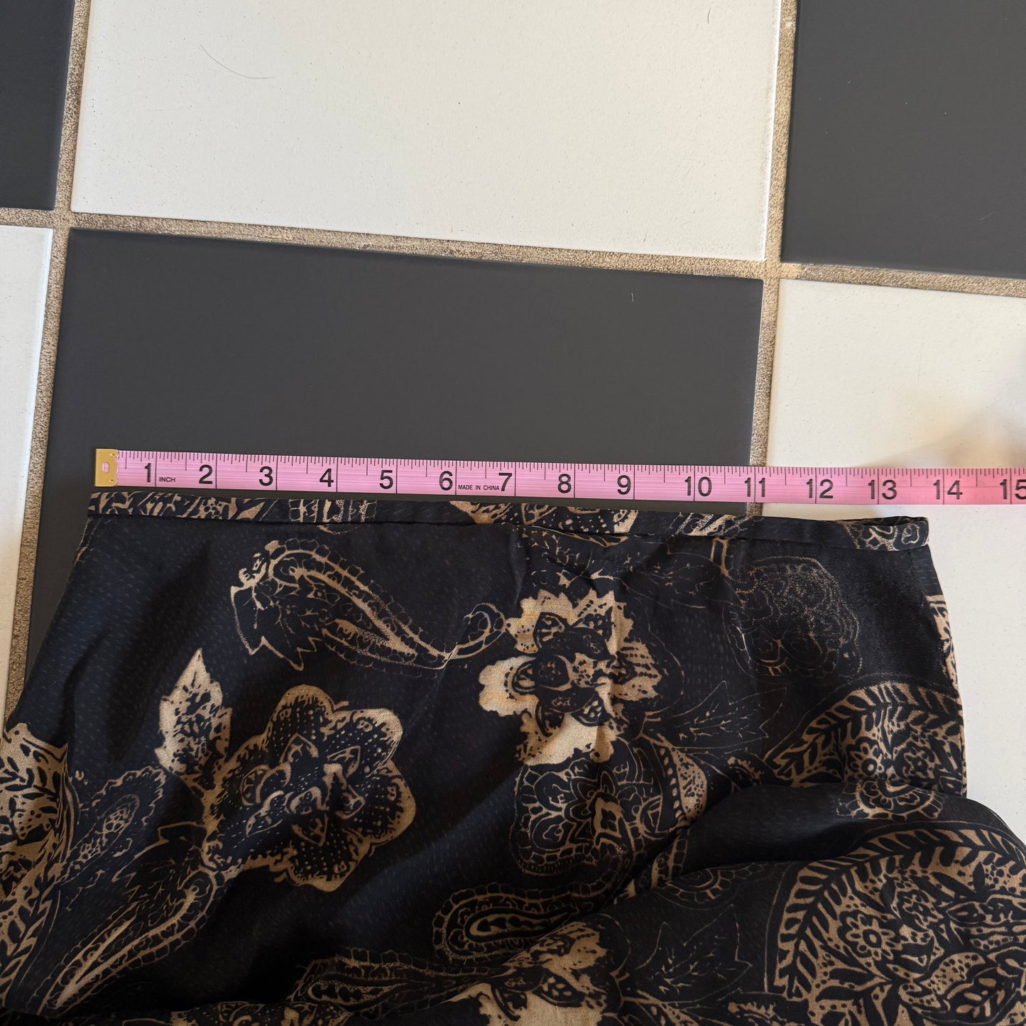 Black paisley flower maxi skirt