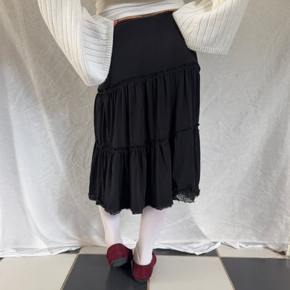 Black flowy midi skirt